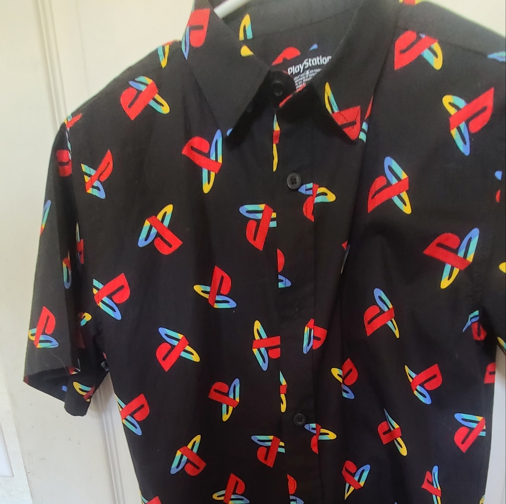Play station button up shirt